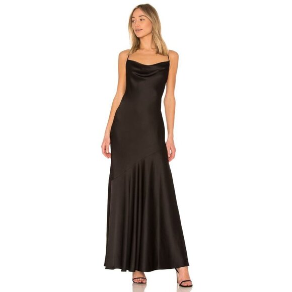 Halston Heritage Cowl Neck Slip Dress Size 8 Black $450 - Picture 1 of 16